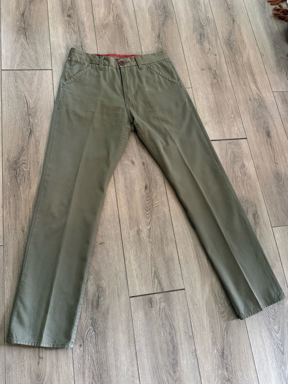 The Freenote Cloth Cotton Pants Men Size 32x31 Casual Chino Selvedge Olive Green